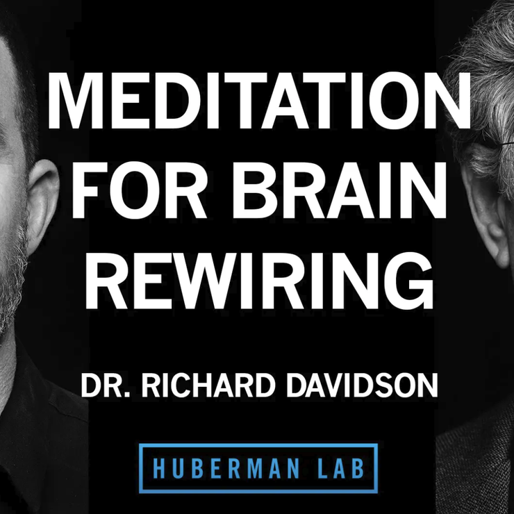 Andrew Huberman and Richard J. Davidson in a black and white photo for a new podcast episode.