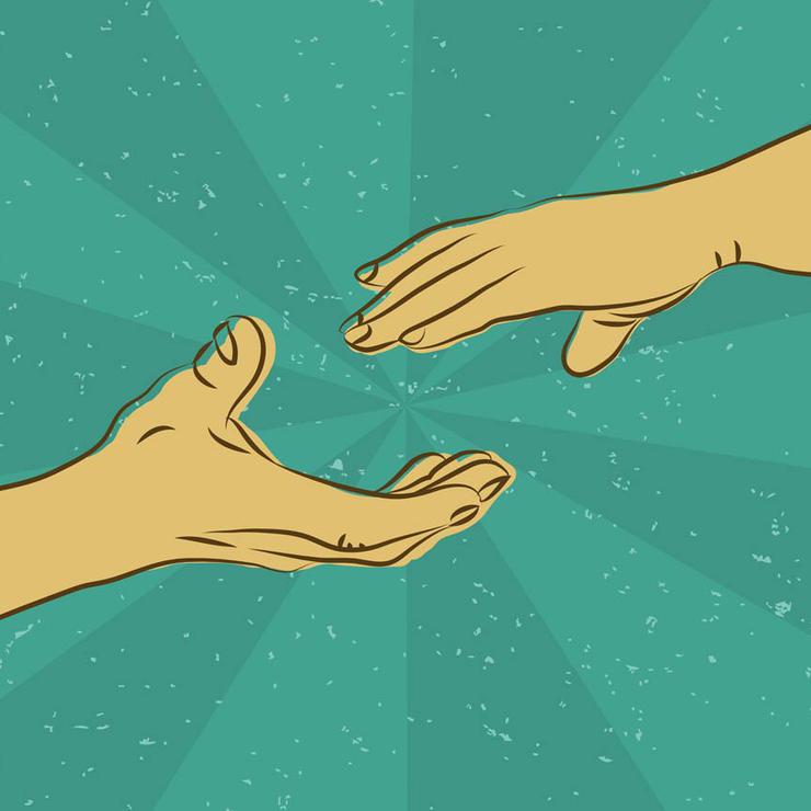 Illustration of hands connecting by Grzegorz Wójcik via iStockPhoto